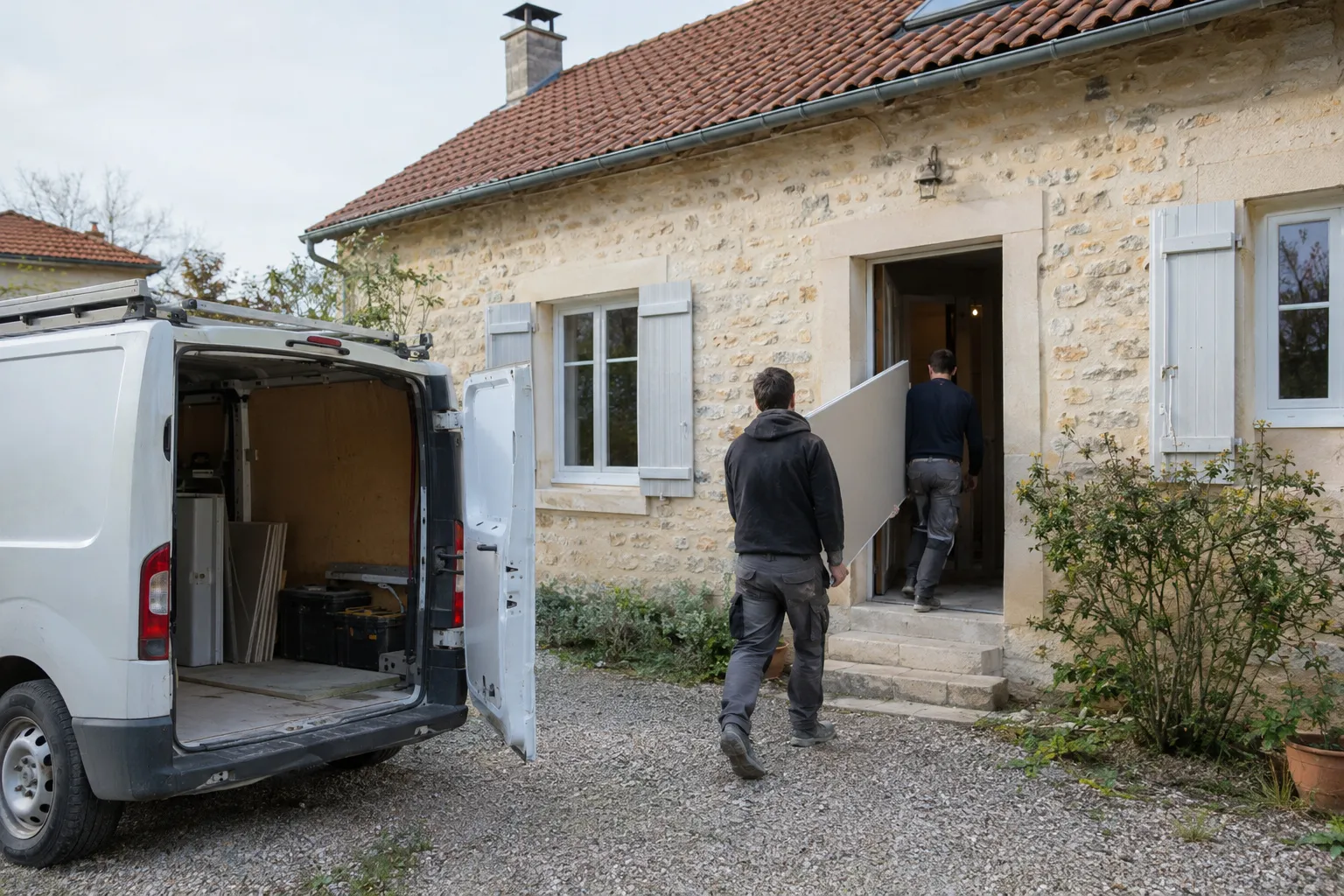 Notre équipe arrive sur un chantier de rénovation